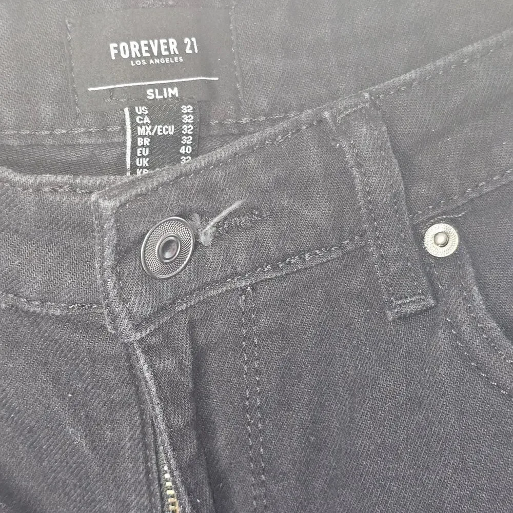 Forever 21 Mens Slim Distressed Jeans Black Size 32